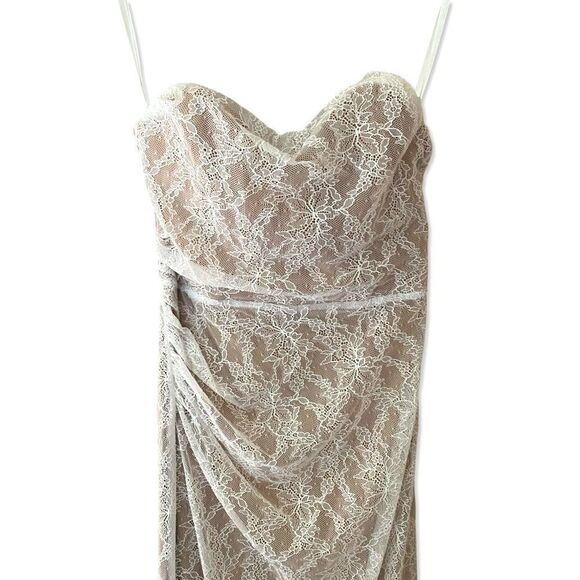 Michael Costello x Revolve Noa Midi Dress white lace stretch strapless $238 XXS - Picture 8 of 12